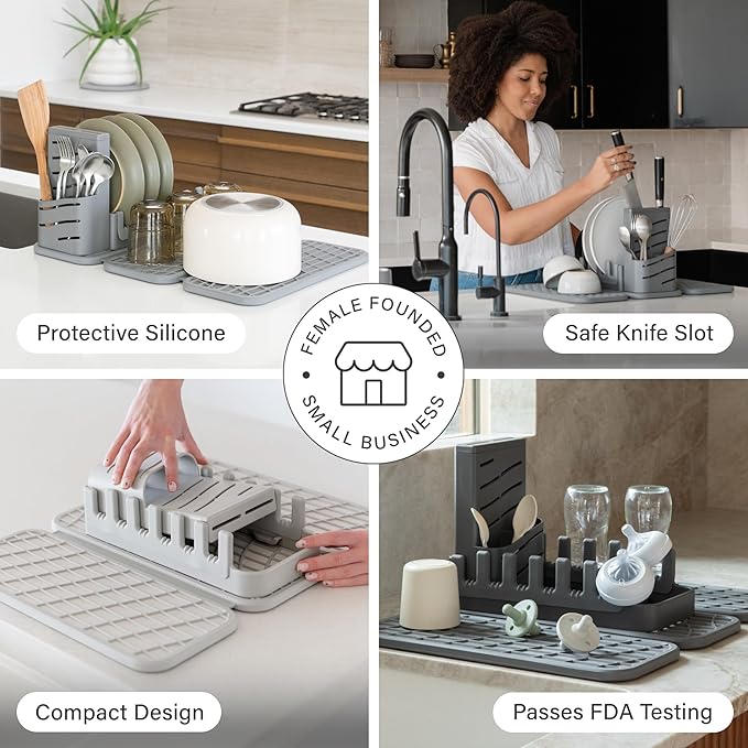 Dorai Home Collapsible Dish Drying Rack and Stone Pad – Foldable Drying Rack - Image 3