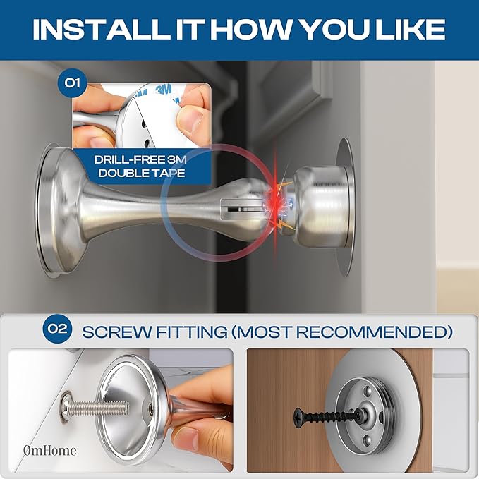 OmHome Magnetic Door Stop Soft Magnetic Door Catch, Magnetic Door Stoppers - Image 3