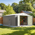 Patiowell 10 x 12 FT Metal Storage Shed for Outdoor, Steel Yard Shed with Design of Lockable Doors, Utility and Tool Storage for Garden, Backyard, Patio, Outside use, Gray by Patiowell