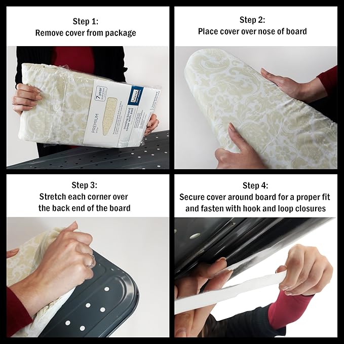 HOMZ 1915078 Premium Standard Width Ironing Board Cover and Pad, - Image 6