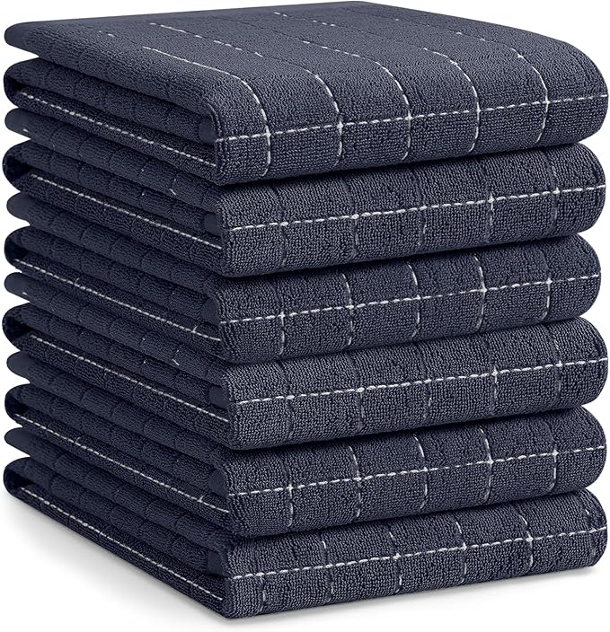 Homaxy 100% Cotton Terry Kitchen Towels, Checkered Designed, Soft and Super by Homaxy