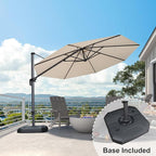 PURPLE LEAF 11 Feet Patio Umbrella with Base Outdoor Cantilever Round Umbrella Aluminum Offset Umbrella with 360-degree Rotation for Garden Deck Pool Patio, Beige - Image 2
