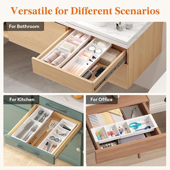 Lifewit Sliding Makeup Drawer Organizer, Fits 13-20" Deep Drawers, Extendable - Image 8