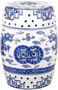 SAFAVIEH Castle Gardens Collection – Dragon’s Breath Blue Glazed Ceramic Chinoiserie Indoor/Outdoor Garden Stool (ACS4554A) by SAFAVIEH