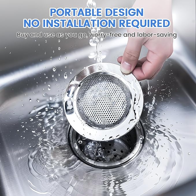 Kitchen Sink Strainer, Stainless Steel Sink Drain Strainer, Dishwasher Safe - Image 3