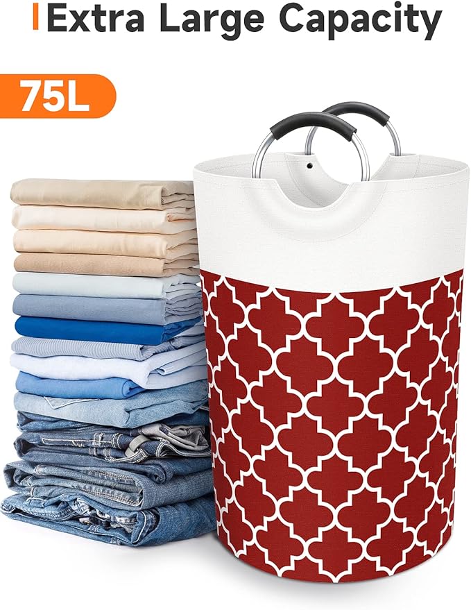Large Laundry Basket Laundry Hamper Bag Washing Bin Clothes Bag Collapsible Tall - Image 5