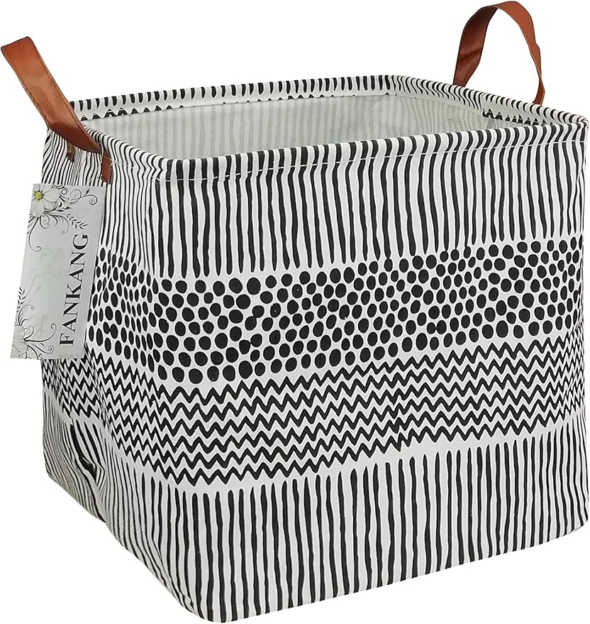 FANKANG Square Nursery Hamper Storage Bins Canvas Laundry Basket Foldable by FANKANGStorageBasket