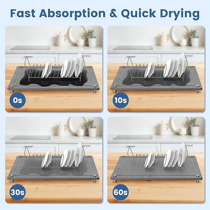 5pcs Stone Dish Drying Mats for Kitchen Counter, Quick Dry Water-Absorbent - Image 2