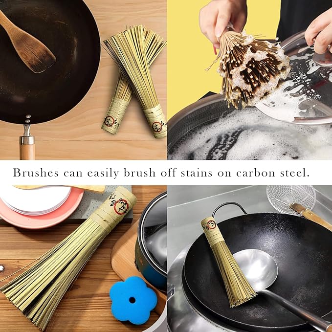 12-Inch Bamboo Wok Brush, Flat Brush, Kitchen Cleaning Brushes - Image 5