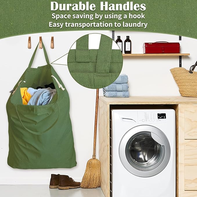 Canvas Laundry Bag 33"Wx 35"H, Thick Cotton Laundry Bag - Image 6