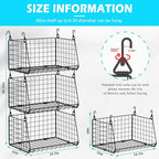 3-Pack Hanging Laundry Room Organizaton：Foldable Laundry Basket Wire Basket - Image 3