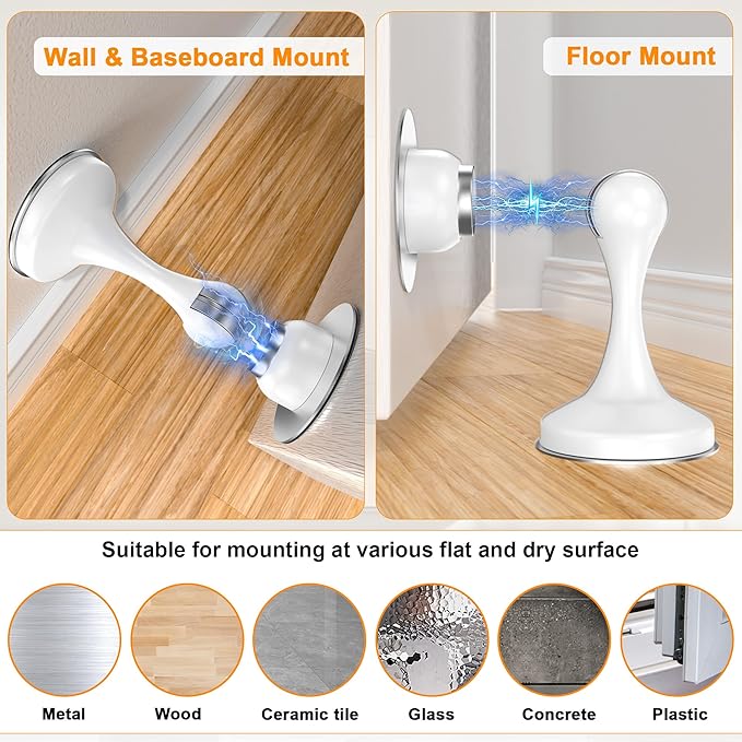 Crosize Magnetic Door Stoppers 2 Pack, Stainless Steel Door Stops - Image 4