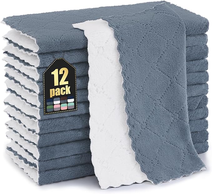 Homaxy 12 Pack Kitchen Cloths Dish Towels, Super Soft and Absorbent Dish Cloths by Homaxy