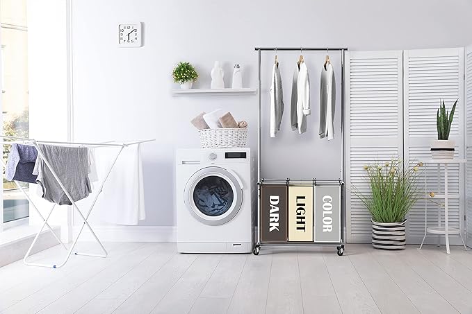 Simple Houseware 3-Bag Laundry Sorter - Image 6