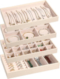 LANDICI Stackable Jewelry Organizer Trays 4 Set, PU Leather Jewelry Organizer by LANDICI