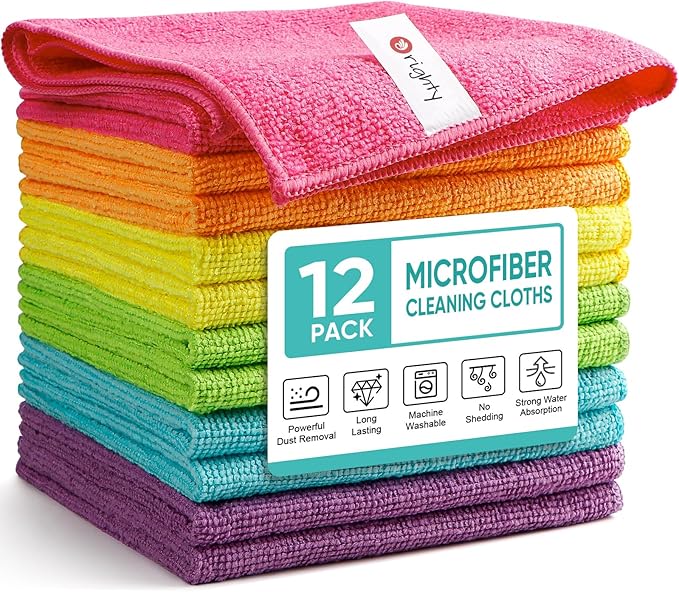 Orighty Microfiber Cleaning Cloth Pack of 12, Microfiber Towels by AllRightinOrighty