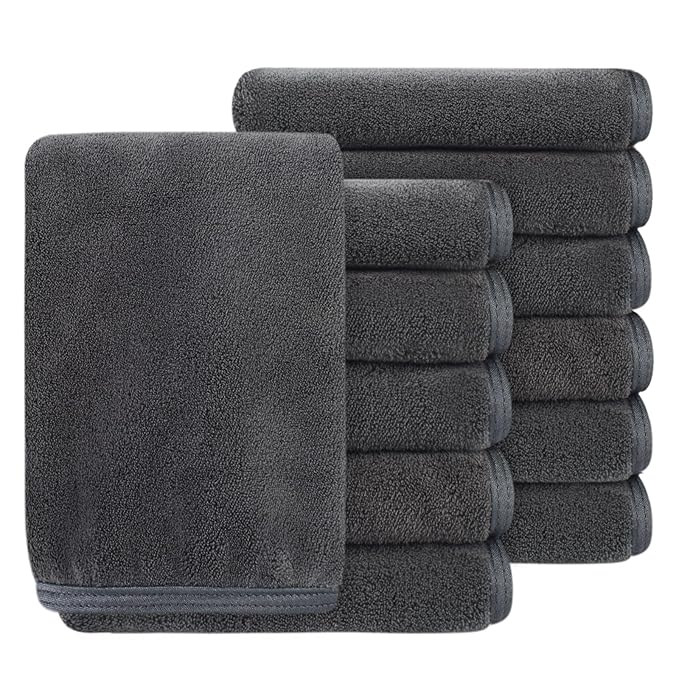 SINLAND Absorbent Coral Velvet Washcloth Ultra Soft Microfiber Face Towels 12 x by SINLAND