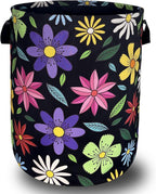 Colorful Hippie Flower Laundry Basket Art Flowers Foldable Funny Laundry Hamper by SELIONLIKN