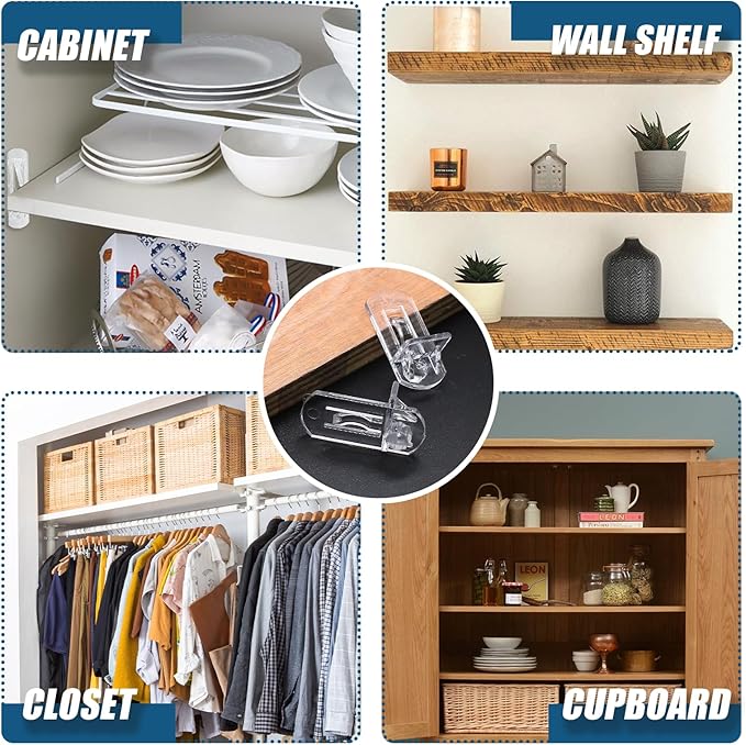 Biaungdo 12 Pcs Plastic Locking Shelf Support Pegs, 8mm Clear Cabinet Shelf - Image 6