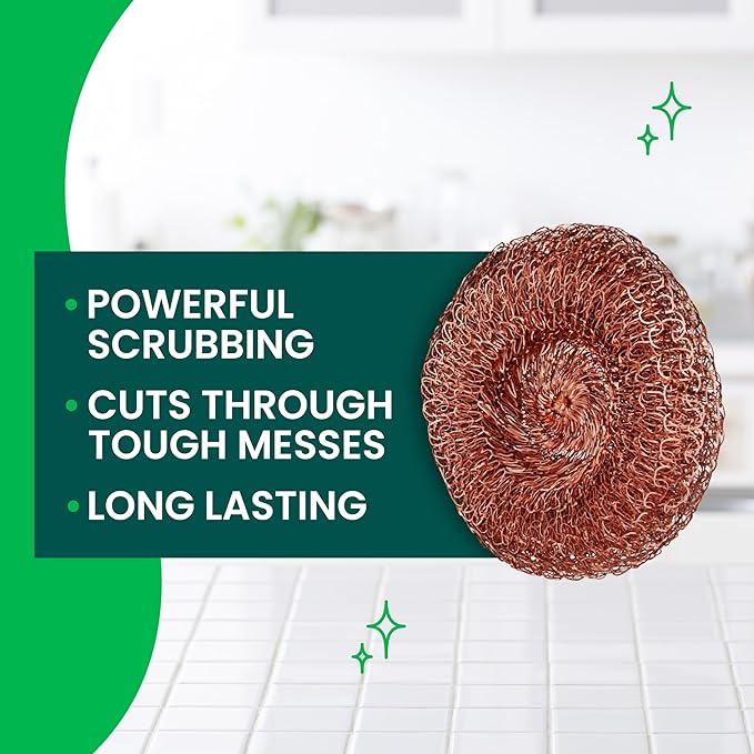 Scotch-Brite Copper Coated Scrubbing Scour Pads, 48 Scouring Scrubber Pads - Image 3