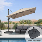 PURPLE LEAF 10 Feet Square Cantilever Umbrella Patio Umbrella with Base Outdoor Umbrella Aluminum Offset with 360-degree Rotation for Garden Deck Pool Patio Taupe - Image 2