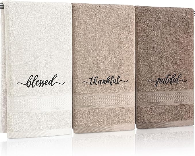 Peryiter 3 Pcs Farmhouse Bathroom Decor Hand Towels 14x29 Inch Cotton Bath by Peryiter