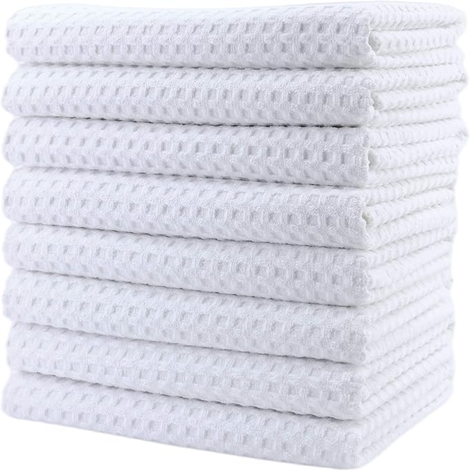 POLYTE Ultra Premium Microfiber Kitchen Dish Hand Towel Waffle Weave, 8 Pack by Polyte