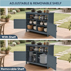 HIPS All-Weather Outdoor Storage Cabinet,Outdoor Sideboard with Magnetic Doors,3-Shelves Patio Storage Cabinet, Used for Garden,Buffet Cabinet,TV Stand, Bar Table,Balcony - Image 5