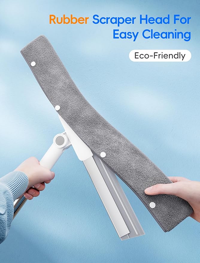 Floor Squeegee Broom with Long Handle, Heavy Duty Rubber Squeegee Kit with 2 - Image 8