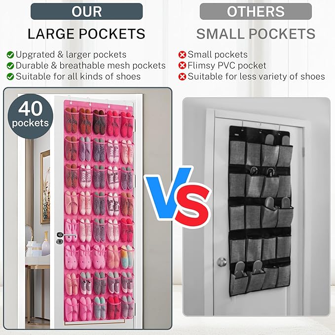 40-Pocket Over the Door Shoe Organizer - Image 6