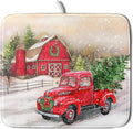 Red Truck Dish Drying Mat Xmas Tree Dish Drainer Rack Mat Winter Microfiber by Giwawa