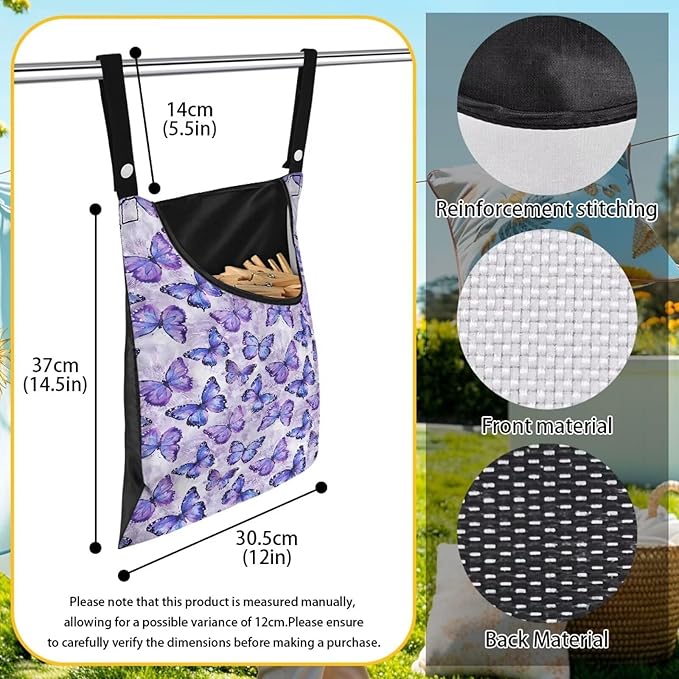 2 Pcs Butterfly Purple Clothespin Bag - Image 7