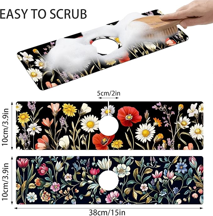 Bimkole 2 PCS Faucet Absorbent Mat, Kitchen Faucet Sink Splash Guard Wraparound - Image 2