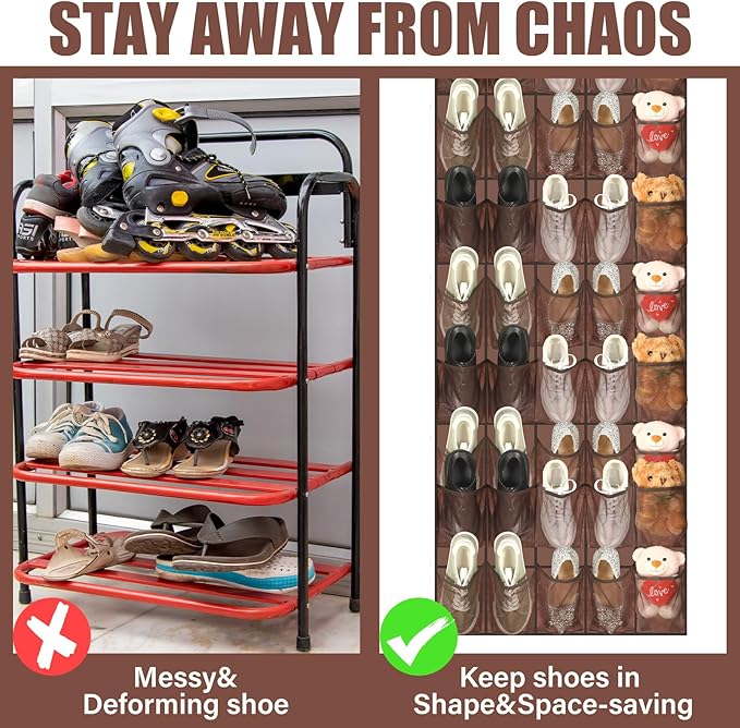 Windyun 40 Over the Door Shoe Organizer Large Breathable Mesh Pockets Hanging - Image 2