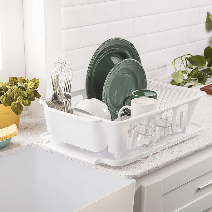 STERILITE 2-Piece Large Sink Set Dish Rack Drainer, 3/4" L x 3/4" W x - Image 3