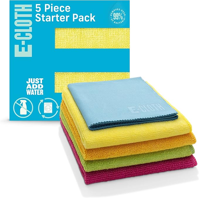 E-Cloth 5-pc Starter Pack- Microfiber Cleaning Cloth Set by E-Cloth