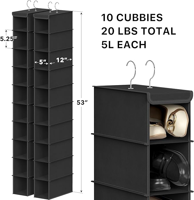 Simple Houseware 2 Pack 10 Shelves Hanging Organizer - Image 2
