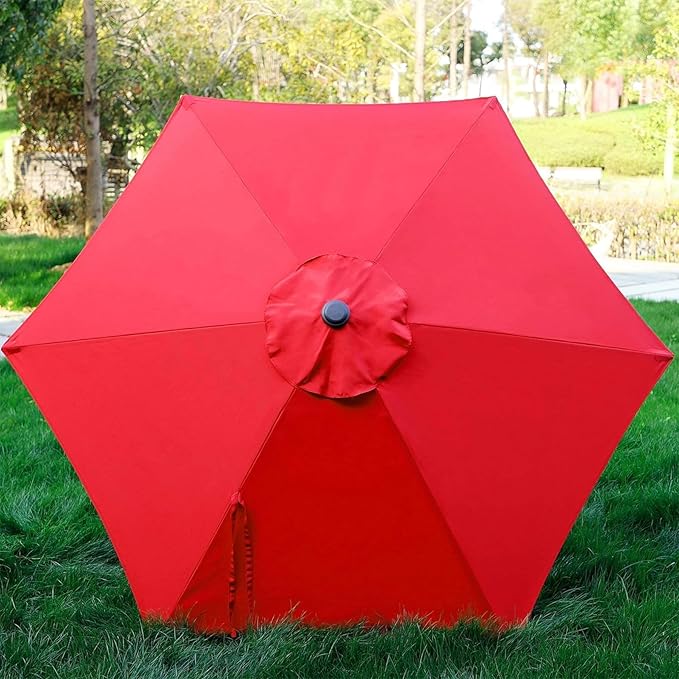 Blissun 7.5 ft Patio Umbrella, Yard Umbrella, Outdoor Market Umbrella with Push Button Tilt Crank (Red) - Image 4
