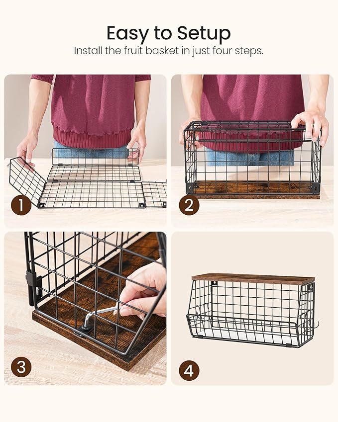 2-Tier Fruit Basket for Kitchen, Stackable Hanging Basket Wire Baskets - Image 6