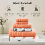 Modern Threads Organic Vines 6-Piece 100% Cotton Towel Set – Yarn Dyed Jacquard - Image 3