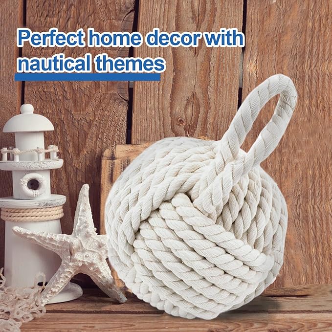 Marwood Rope Knot Door Stops Decorative Nautical Ball Door Stopper Handmade - Image 5