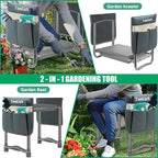 TomCare Garden Kneeler and Seat 10.64” Wider Larger Soft Kneeling Pad Garden Bench with 2 Large Tool Pouches Heavy Duty Garden Stool Foldable Tools Gardening Gifts for Women Men Gardeners,Grey - Image 7