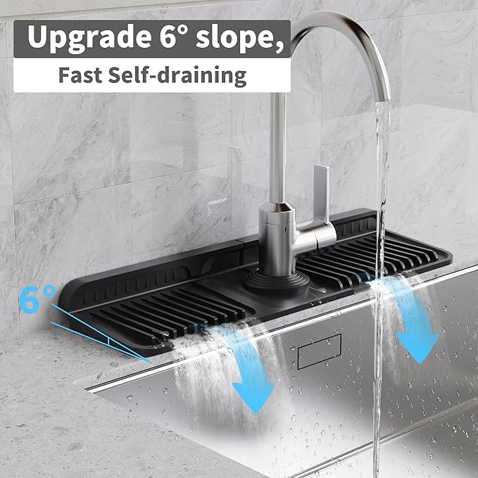 WAFT YEARN 17X5 Inch Silicone Durable Faucet Mat Kitchen Sink Splash Guard - Image 3