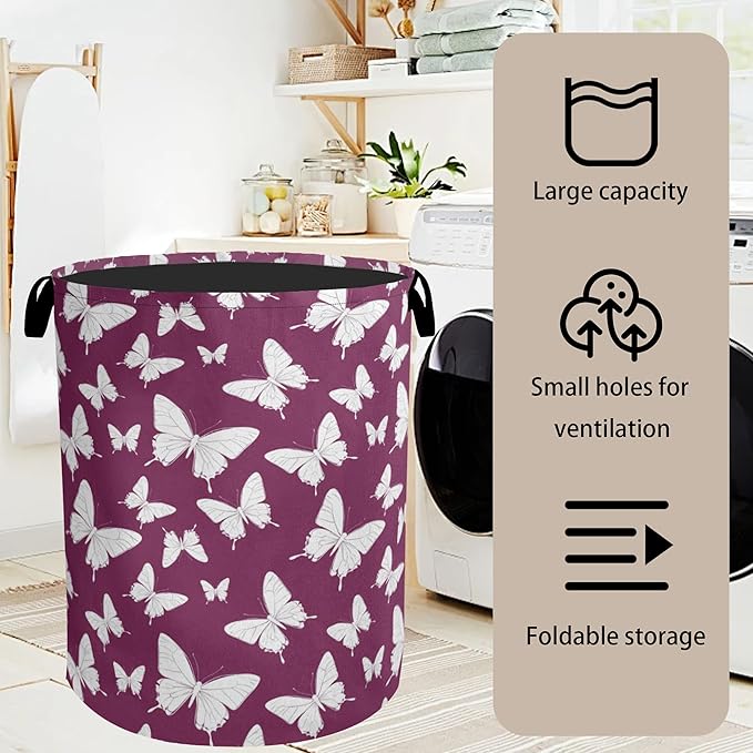 Purple Butterfly Silhouette Laundry Basket - Image 7