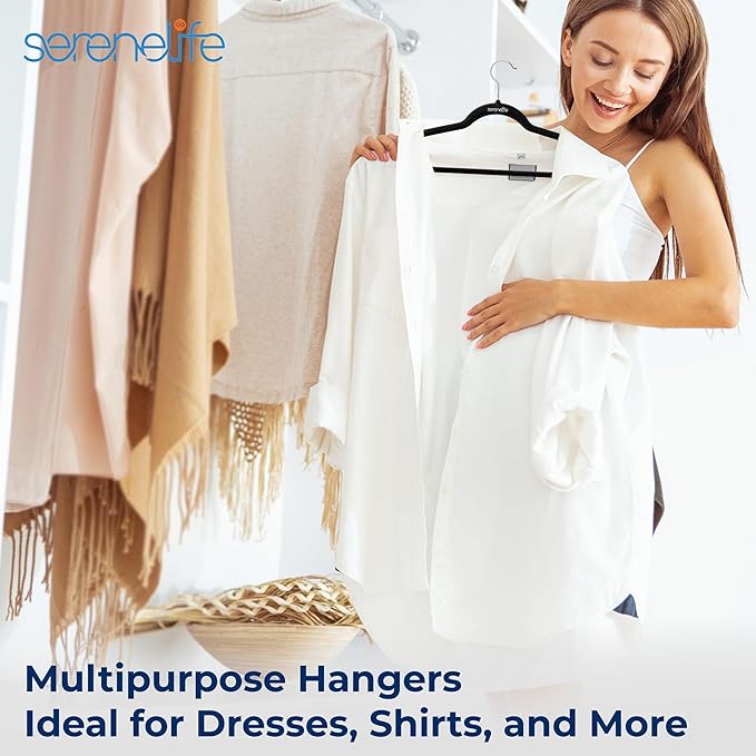 SereneLife Premium Non-Slip Velvet Hangers-Space Saving Heavy Duty Slim Suit - Image 11