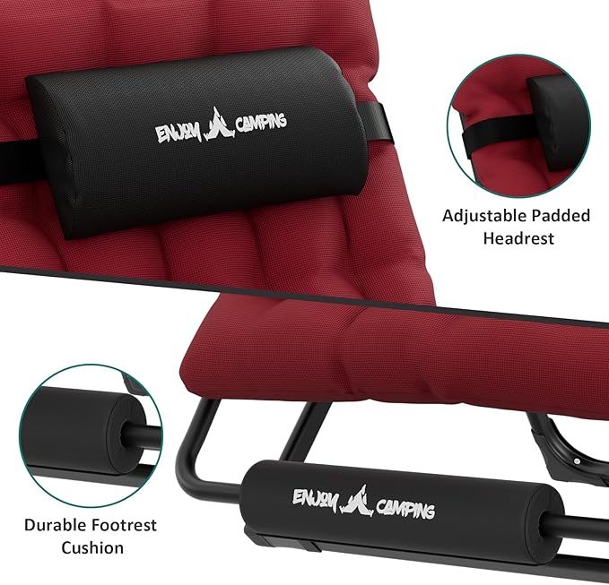UDPATIO Oversized Zero Gravity Chair, 33In XXL Patio Reclining Chair with Cushion, Outdoor Folding Recliner with Pillows|Cup Holder|Foot Rest|Padded Headrest, Burgundy, Support 500LB - Image 4