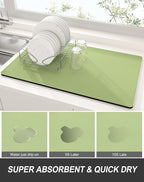 Rnivvi Dish Drying Mat for Kitchen Counter, XL 15 x 24" Super Absorbent Drainer - Image 3