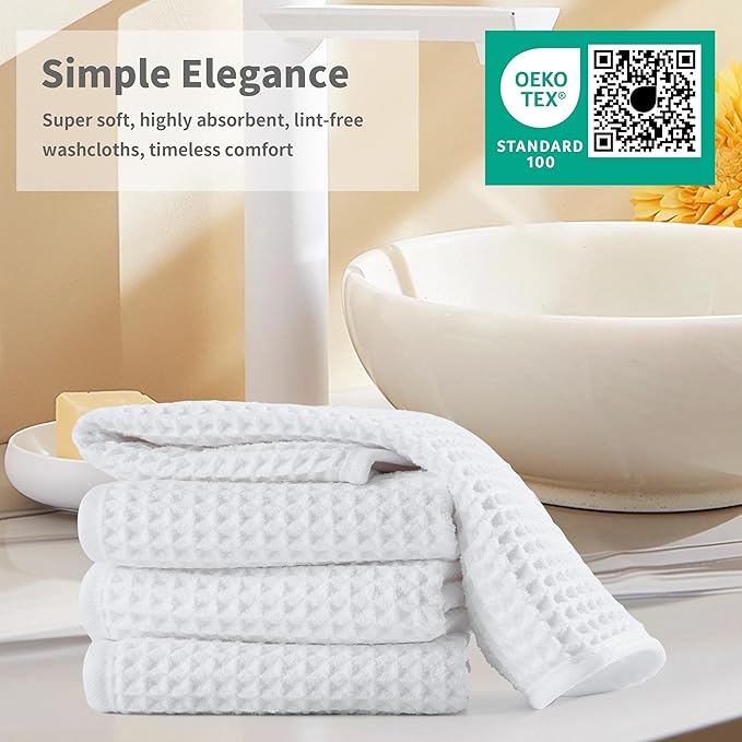 Microfiber Waffle Face Towels, 4 Pieces, Fast Drying, Lint Free 430 GSM - Image 6