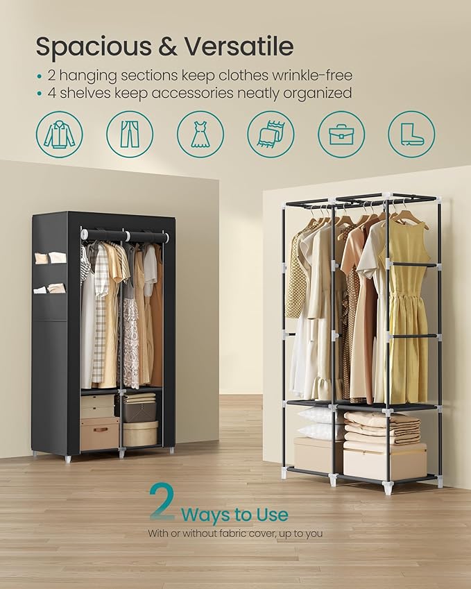 SONGMICS Portable Closet, Wardrobe Closet Organizer - Image 4