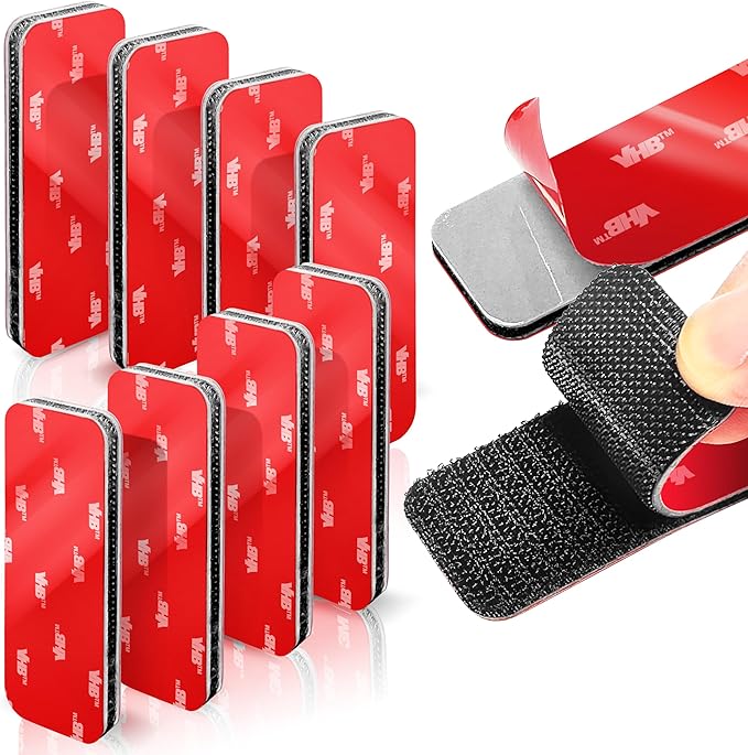 8 Sets Heavy-Duty Adhesive Hook and Loop Strips – 1.2" x 3.2" High-Bond by Tapsi